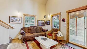 Een televisie, een open haard, een dvd-speler en boeken