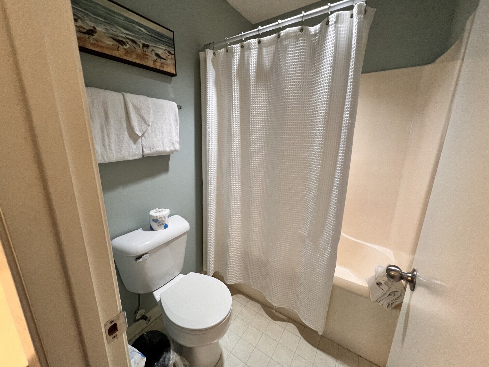 Un baño con inodoro, cortina de ducha y bañera.