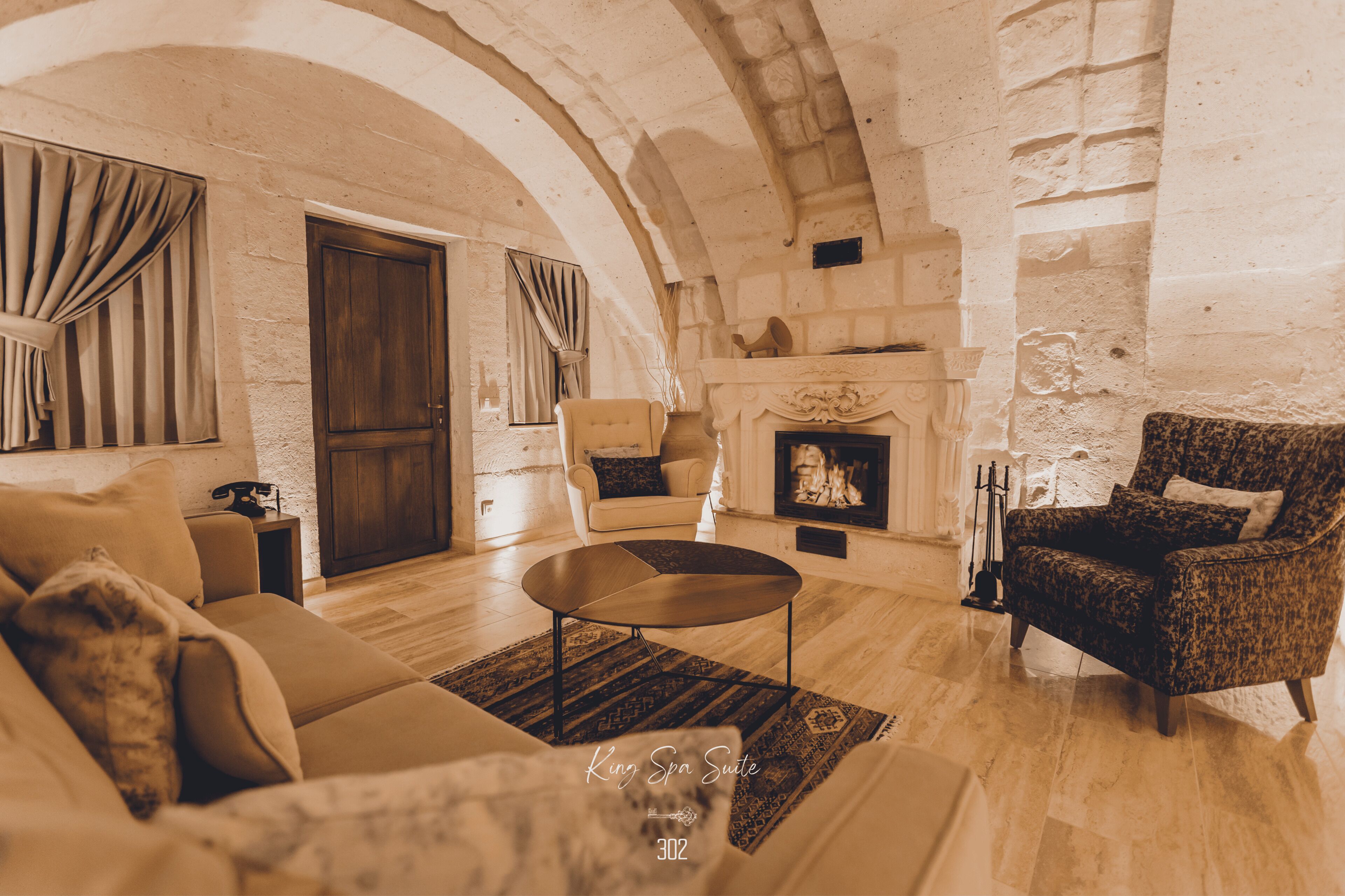 spa cave suite | living area | lcd tv