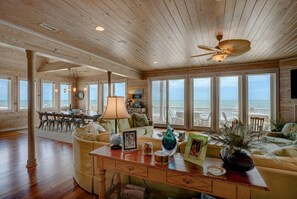 TV connectée, cheminée, lecteur de DVD, livres