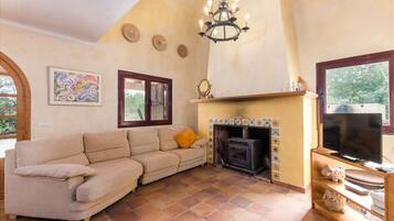 Televisie en een open haard