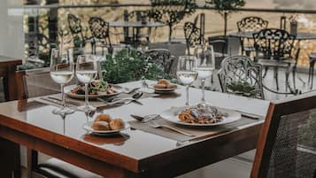 International cuisine, garden views