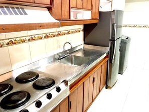 Kühlschrank, Mikrowelle, Herdplatte, Geschirrspüler