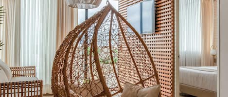 Master Suite Terra | Living area | 43-inch LED TV with cable channels, TV, Netflix