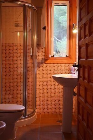 Ducha, secador de pelo, bidet, toallas