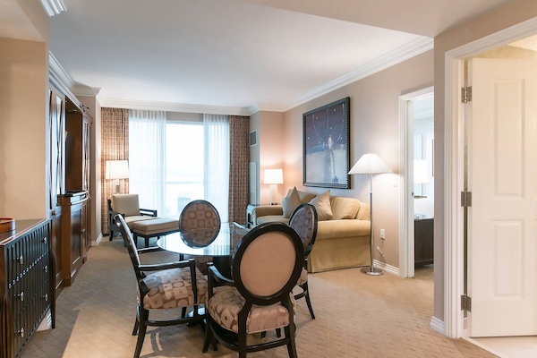 Luxury Condo, 1 King Bed with Sofa bed, City View | Living room | 50-inch flat-screen TV with cable channels, TV, DVD player