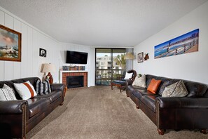 TV, fireplace, table football, ping pong