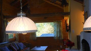 Smart TV, chimenea, Netflix y libros