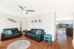 TV, DVD player, stereo