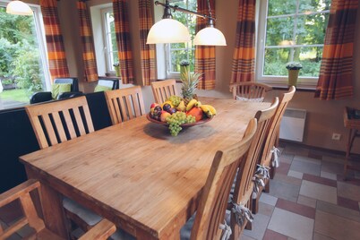 Luxury detached villa with sauna and wood-burning stove and unobstructed view over farmlands