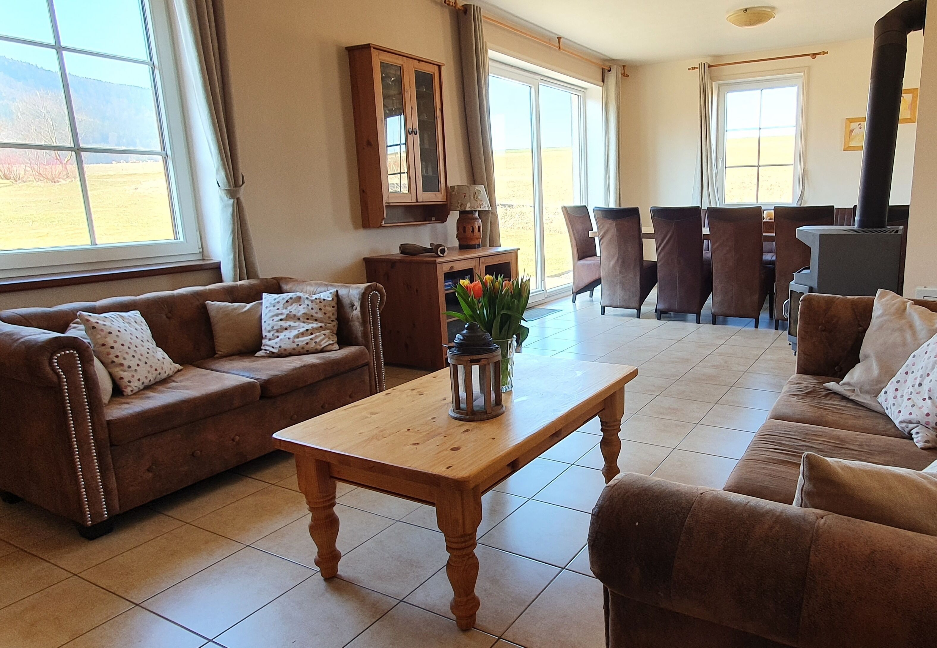 TV, fireplace, table football, ping pong