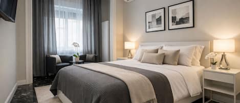 Premium bedding, down duvets, minibar, blackout curtains