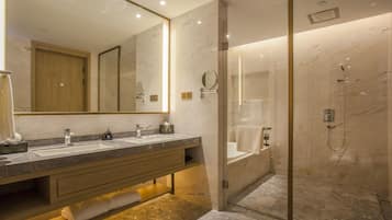 Shower, free toiletries, hair dryer, slippers