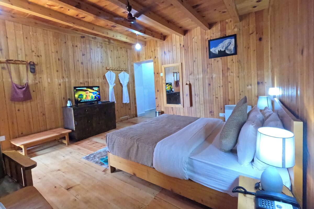 小屋, 1 间卧室, 山谷景观 | 高档床上用品、羽绒被、记忆海绵床垫、办公桌