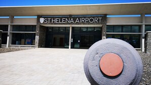 The entrance to St. Helena Airport with a clear sky above. - Richards Travel Lodge (Jamestown)