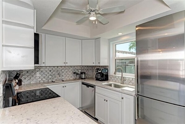 Fridge, microwave, oven, dishwasher