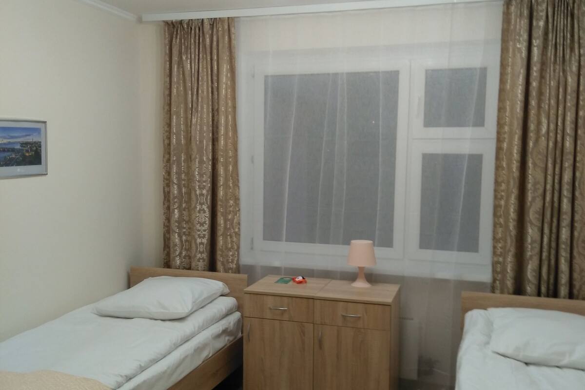 Blackout curtains, iron/ironing board, free WiFi, bed sheets