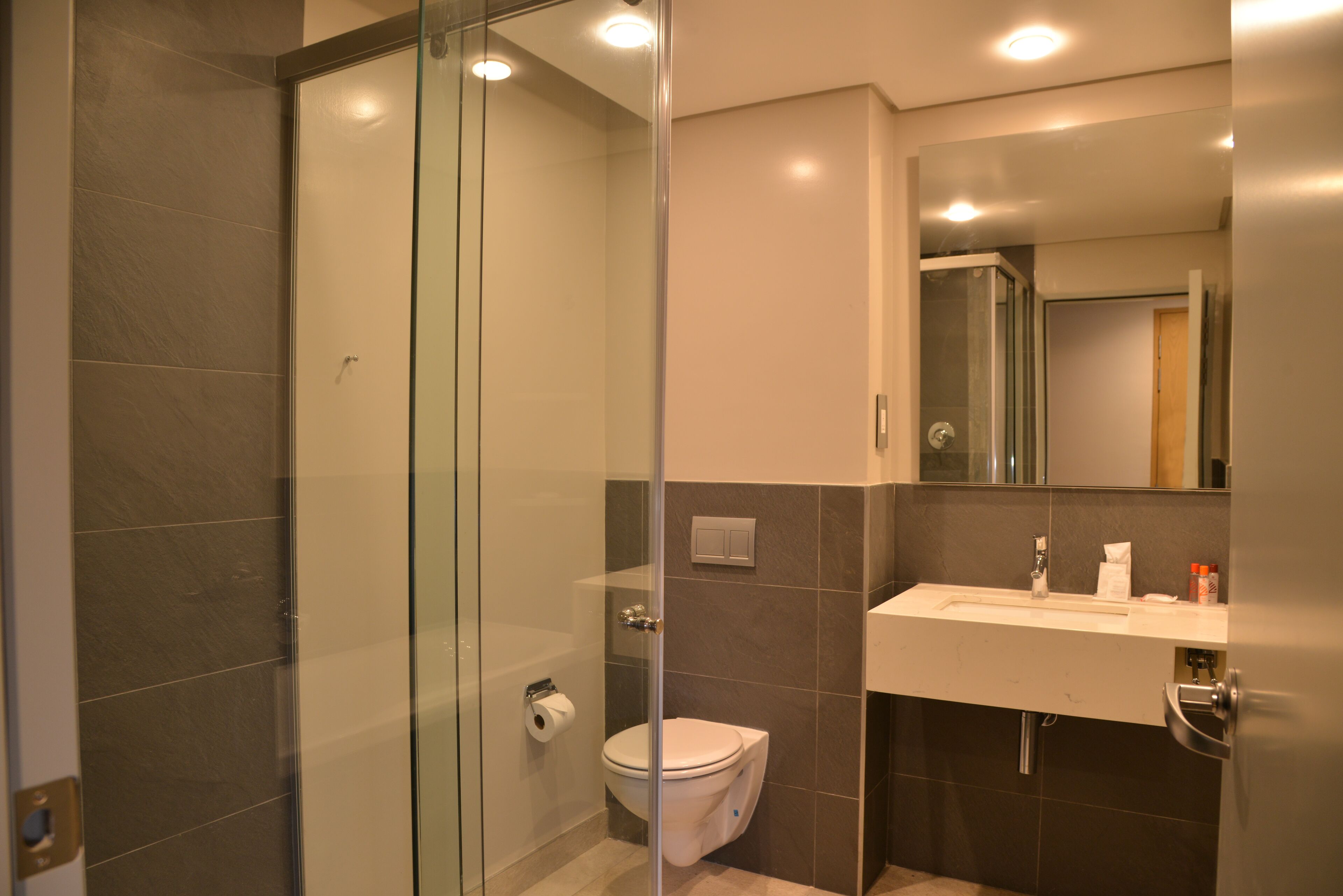 free toiletries, hair dryer, towels