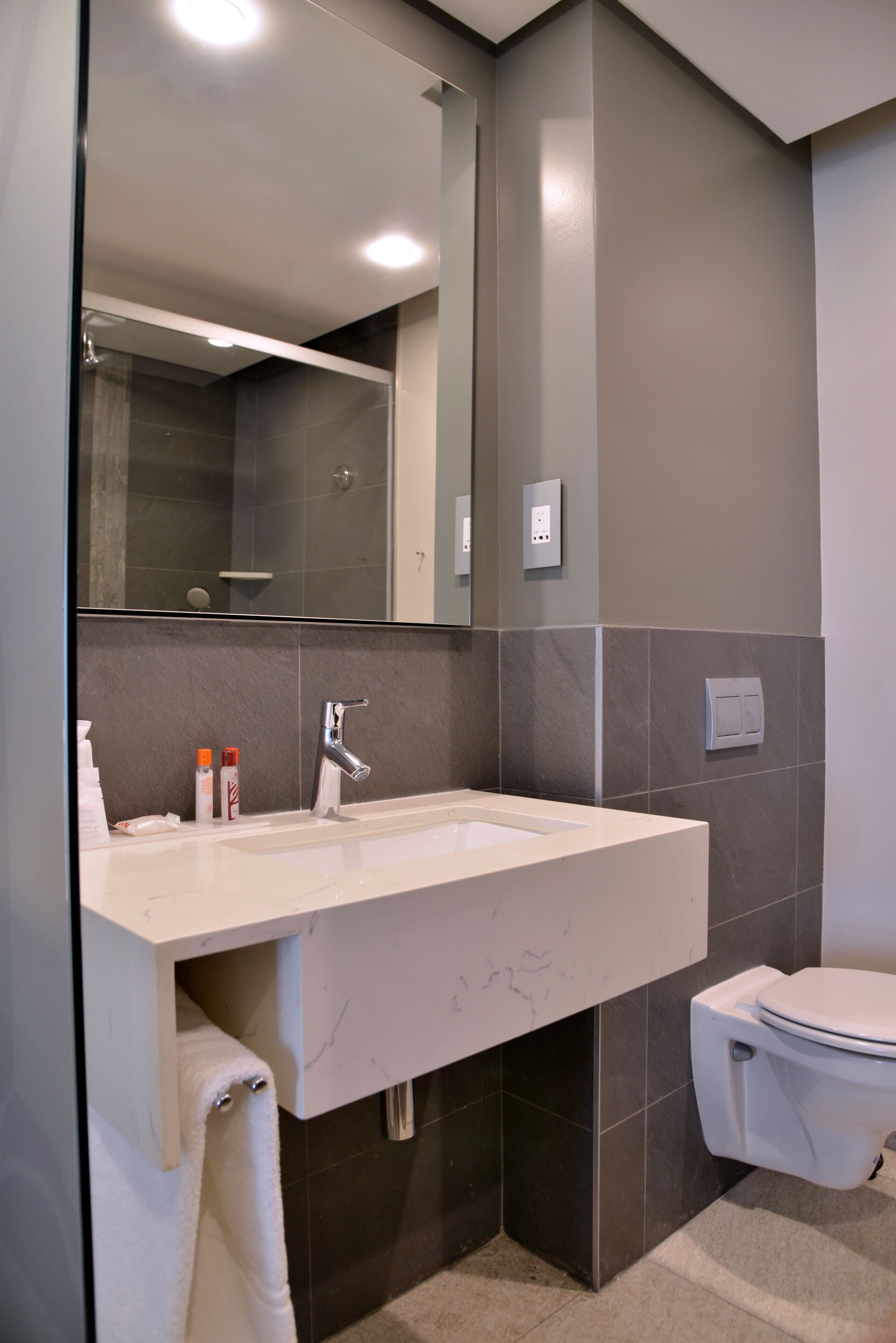 free toiletries, hair dryer, towels