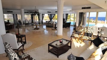 Luxury Villa, 4 Bedrooms, Sea View | Living area | 50-inch LCD TV with premium channels, TV