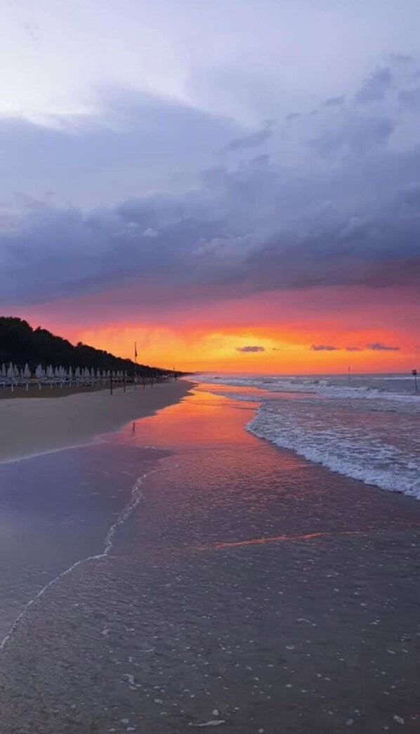 Beach nearby, sun loungers, beach towels
