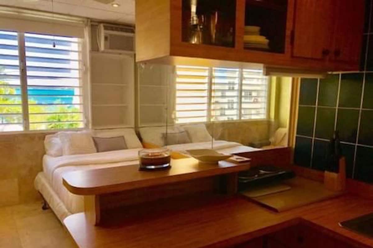 Deluxe Studio, 1 Double Bed, Kitchenette, Beach View | Iron/ironing board, free WiFi, bed sheets