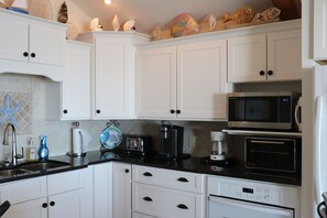 Fridge, microwave, oven, stovetop - Oceanfront 4BR with Elevator & Beach Walkway (Emerald Isle)