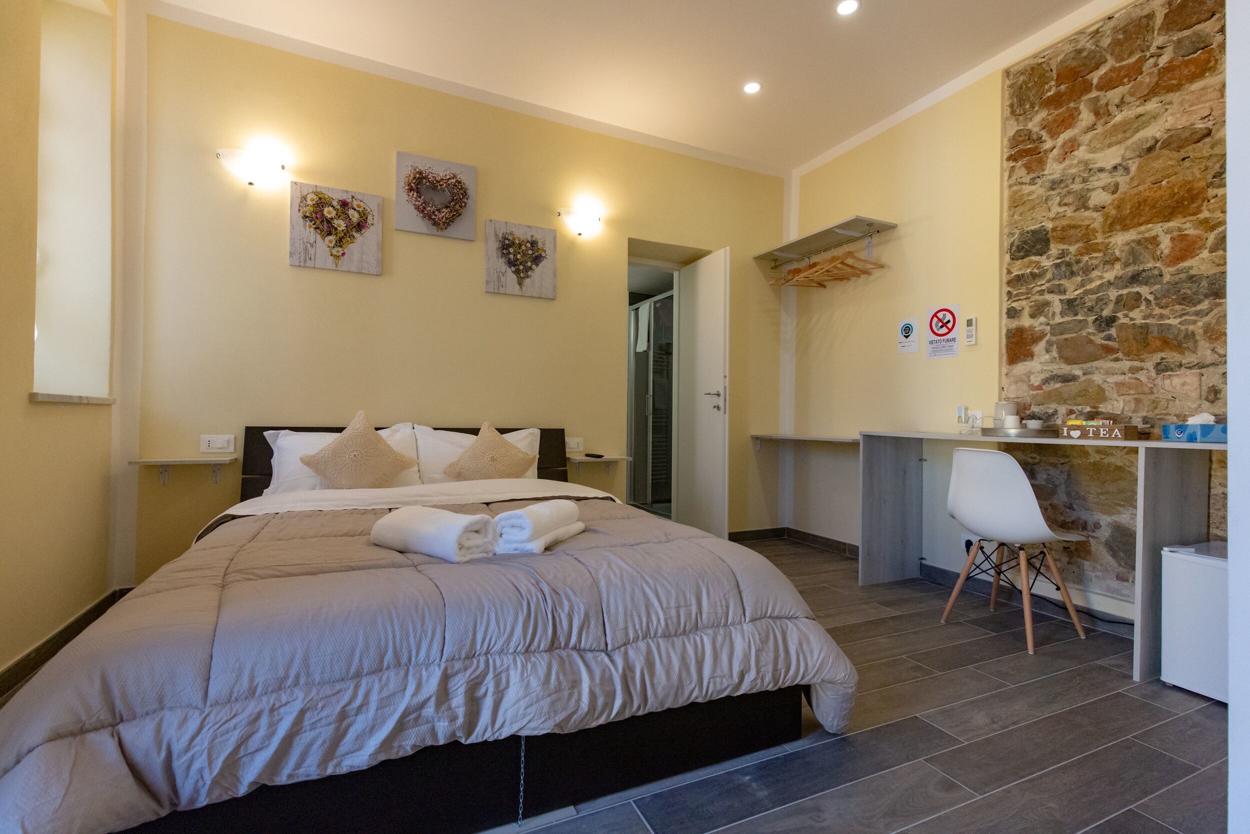 Individually decorated, individually furnished, desk, laptop workspace