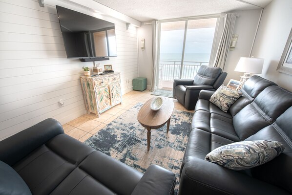 Smart TV, books - Oceanfront 2BR Condo Updated 5th Floor Balcony Ocean Views, 503 (Indian Harbour Beach)