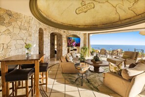 Outdoor dining - Home featured on Staycations TV Show-Chef & Cleaning Incl-Ocean View Every Room (Pedrgal, Cabo San Lucas)