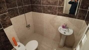 Shower, free toiletries, hair dryer, slippers