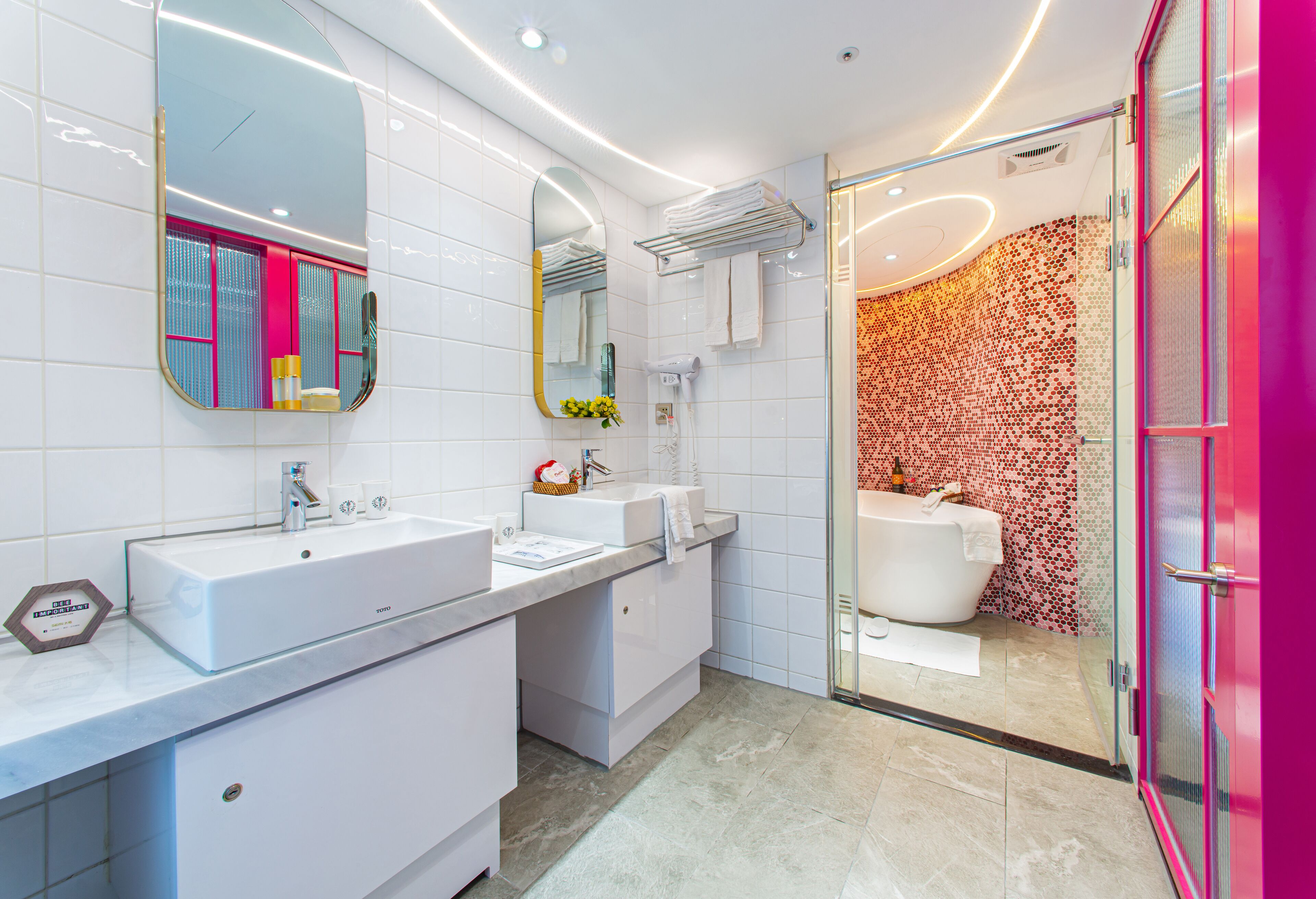 family quadruple room | bathroom | shower, rainfall showerhead, free toiletries, hair dryer