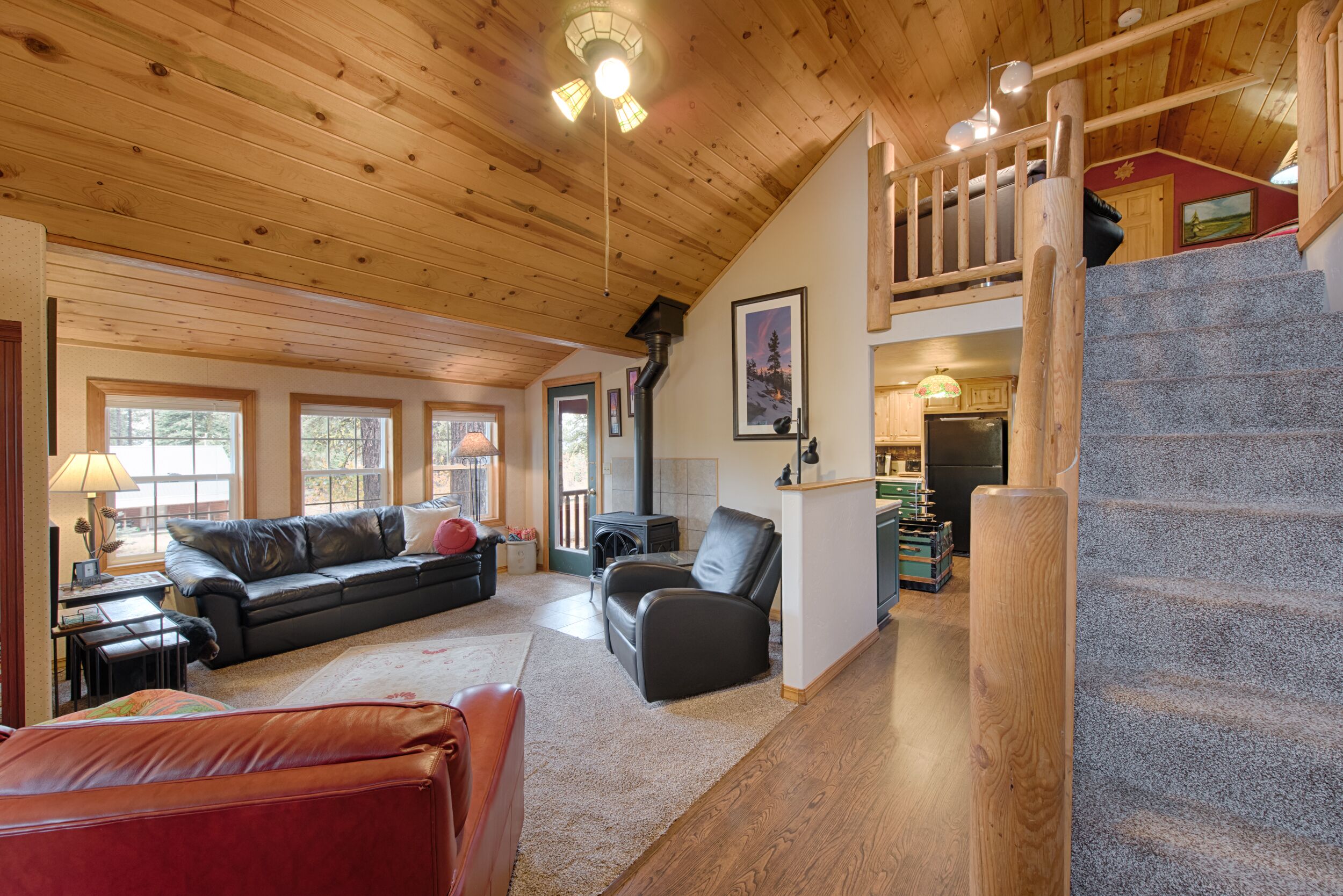 Een smart-tv, een open haard, een dvd-speler en boeken