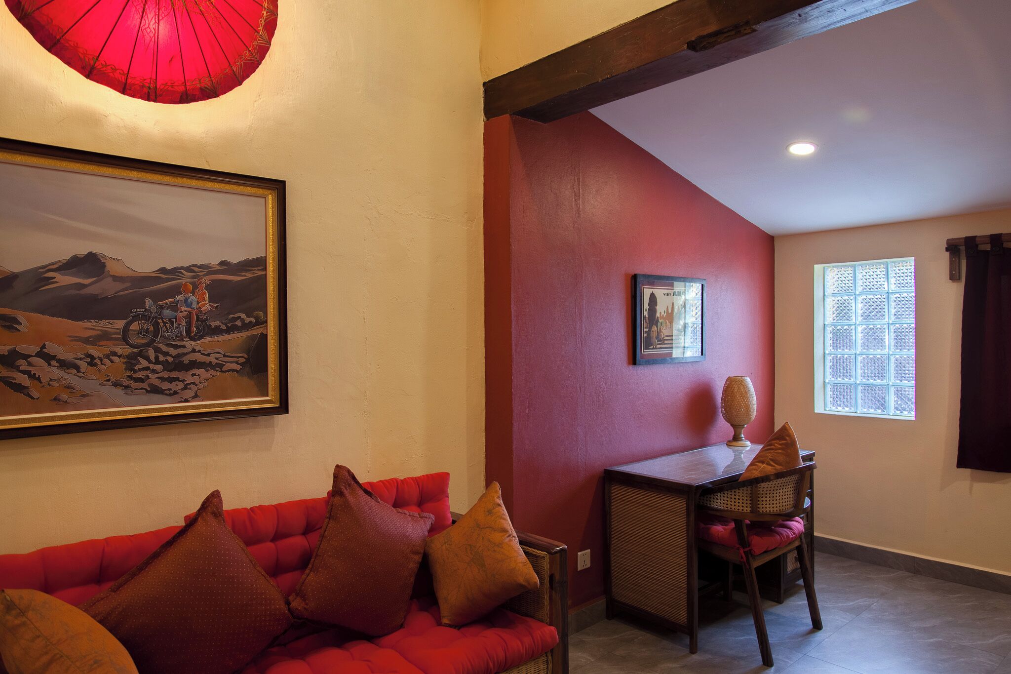 superior mezzanine room | living area | 36-inch smart tv with digital channels, dvd player