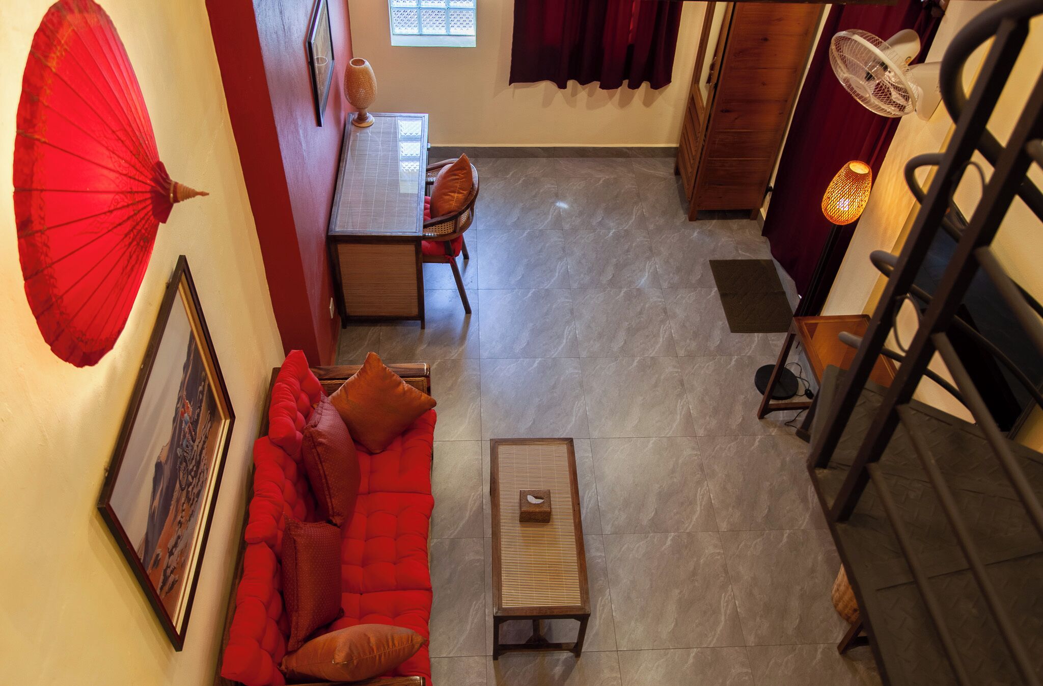 superior mezzanine room | living area | 36-inch smart tv with digital channels, dvd player