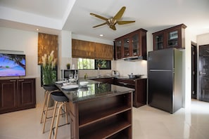 Family Apartment, 2 Bedrooms, Kitchen, Ground Floor | Private kitchen | Full-size fridge, microwave, stovetop, toaster