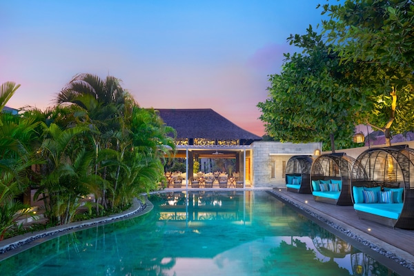 Outdoor pool, sun loungers