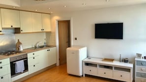 Fridge, microwave, oven, electric kettle