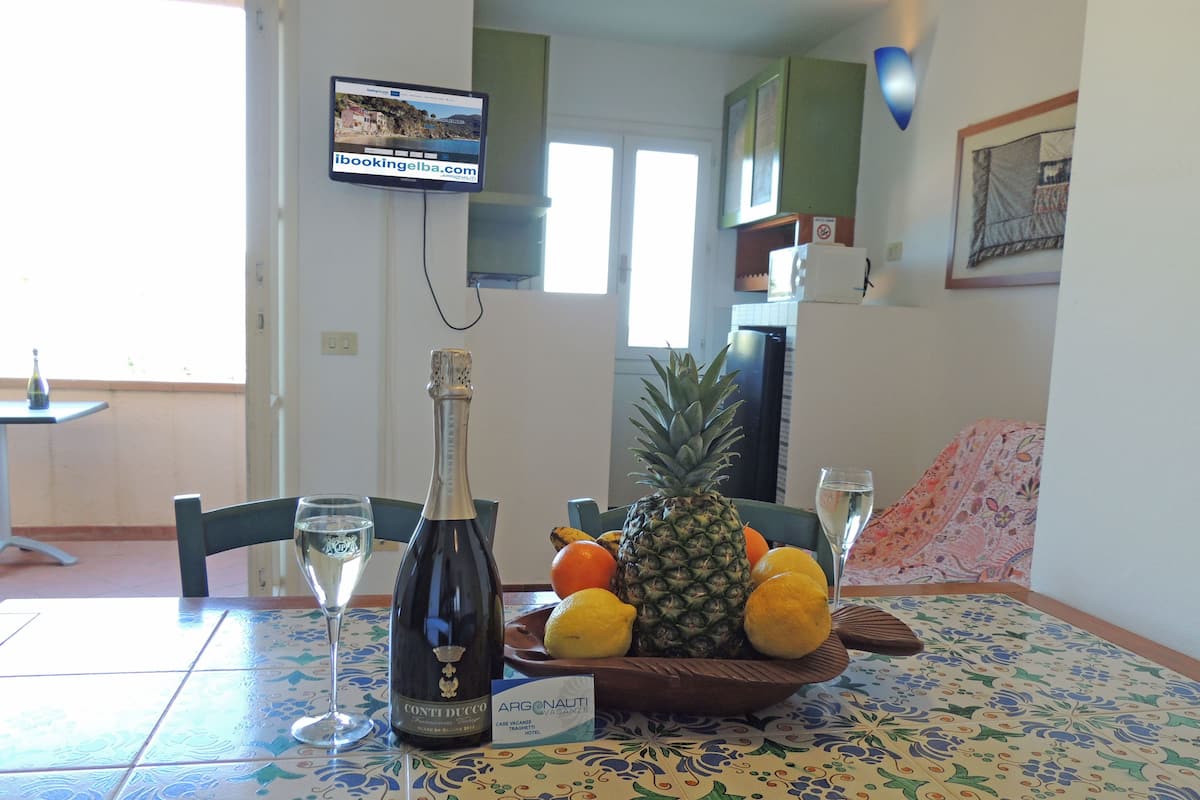 Monolocale (109) | Area soggiorno | TV a schermo piatto 26 pollici con canali via cavo, TV