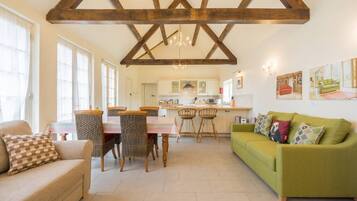 TV, DVD player, books, music library