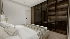 Design-Apartment, 2 Schlafzimmer | Daunenbettdecken, Pillowtop-Betten, schallisolierte Zimmer