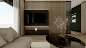 Design-Apartment, 2 Schlafzimmer | Wohnbereich | LCD-Fernseher