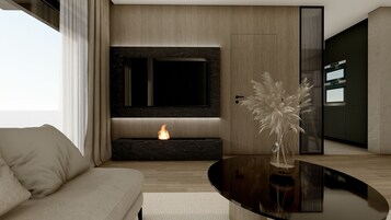 Leilighet – design, 2 soverom | Oppholdsområde | LCD-TV