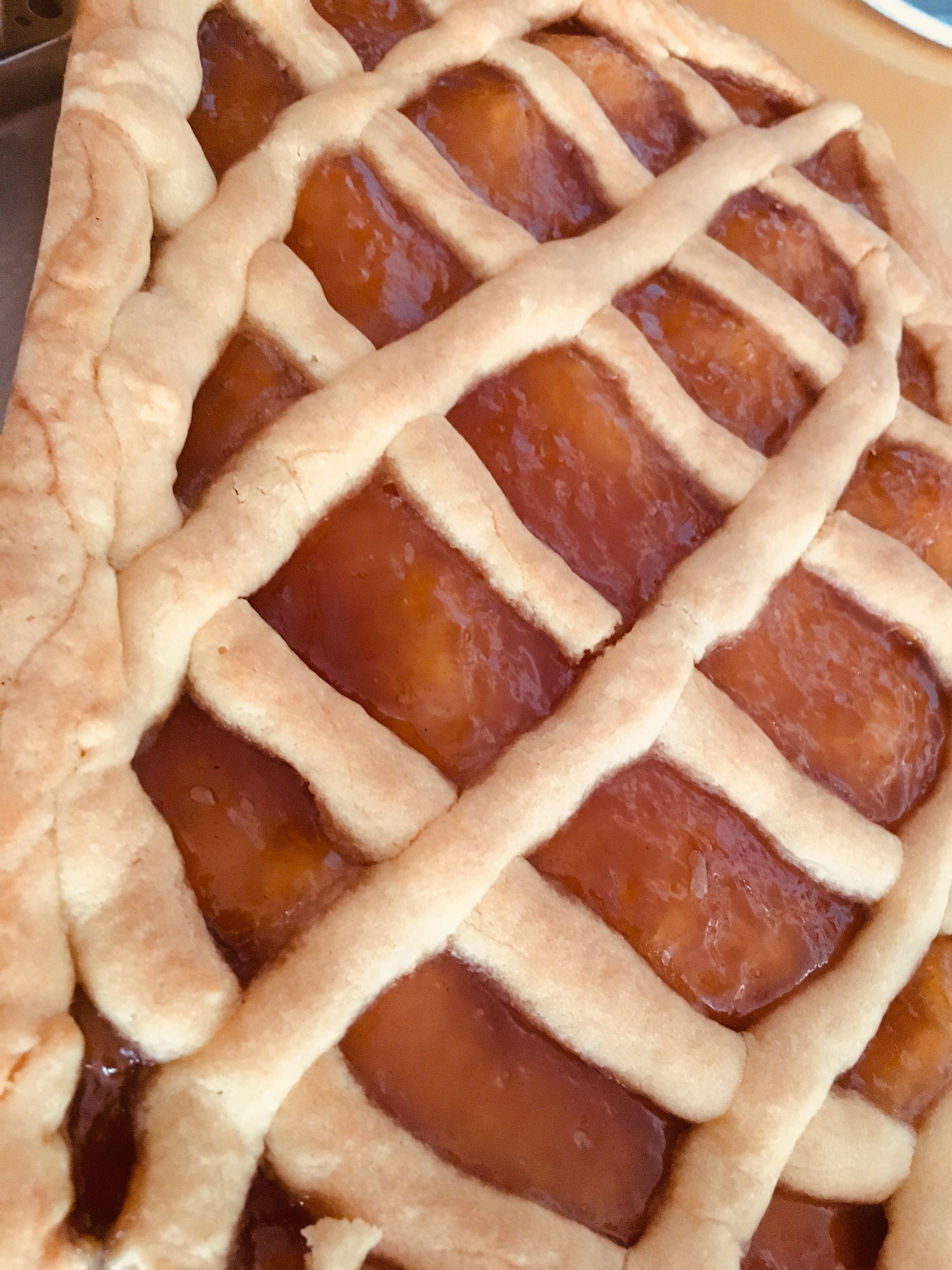 A pie with a lattice crust.