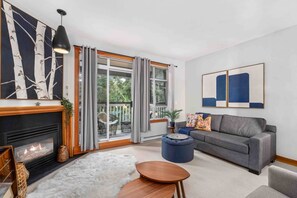 TV, fireplace - 2BR | Granite Court | Steps from Whistler Village | Private Balcony w/ BBQ | Secure Parking (Whistler)