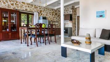 Villa, 2 Bedrooms, Private Pool, Sea View | Private kitchen | Full-sized fridge, microwave, oven, stovetop