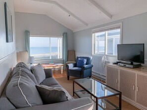 Fernseher, Kamin, DVD-Player, Bücher