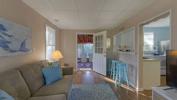Smart TV, DVD player, books, video library