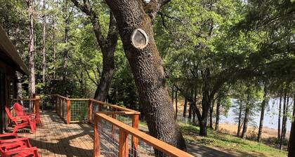 Lakefront house with 1000 sq/ft of decking with unobstructed view of the water.