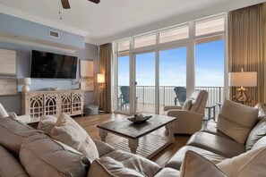 TV, fireplace - Phoenix Orange Beach 1805 Lazy River & Waterslide (Orange Beach)